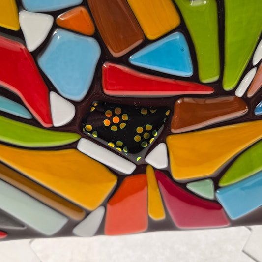 Abstract Mosaic with pops of sparkly dichro