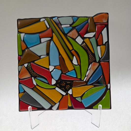 Abstract Mosaic with pops of sparkly dichro